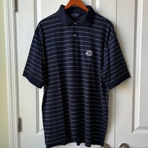 Xavier University Basketball Navy Blue & White Stripe Men's SS Polo